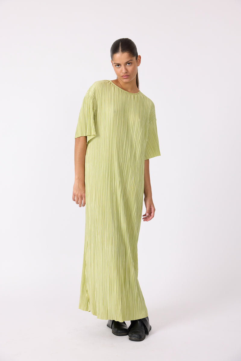 SAMUEL PLISSE DRESS - GREEN