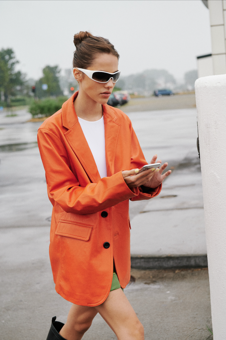 BESSON LEATHER BLAZER - SAFETY ORANGE – ZEFFON